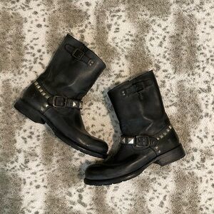 Frye Black Studded Western Boots